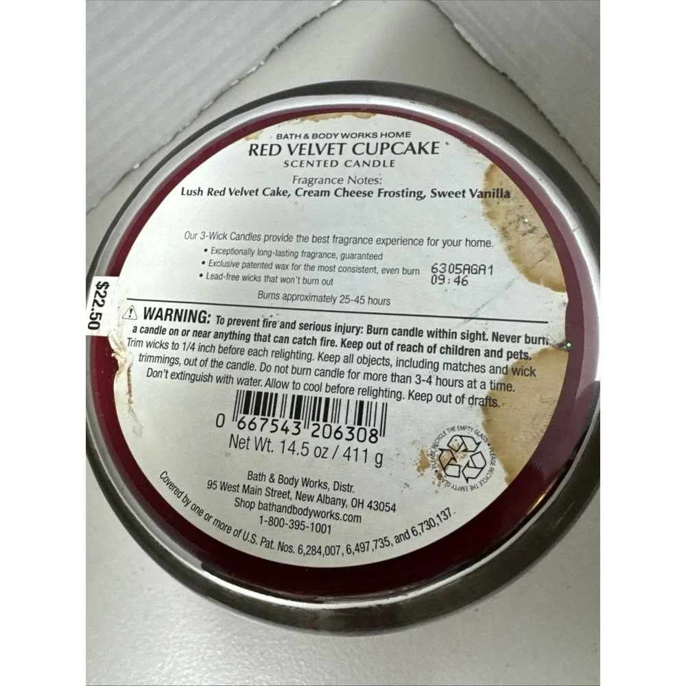 Bath & Body Works Home RED VELVET CUPCAKE Large 3 Wick Jar Candle Read‎ Desc